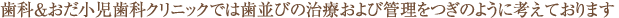 歯科&おだ小児歯科クリニックでは歯並びの治療および管理をつぎのように考えております
